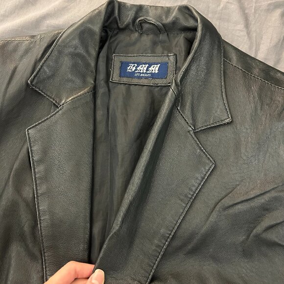 vintage oversized black leather jacket - Picture 3 of 4